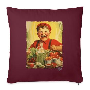 Propagande vintage : un garçon mange des aliments sains - Housse de coussin décorative 45 x 45 cm - bordeaux - Devant