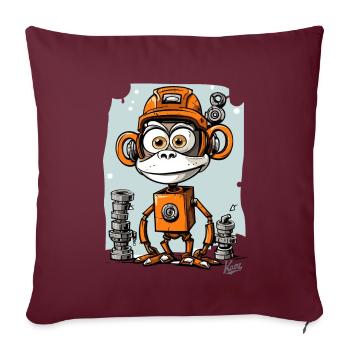 Der lustige, funkige Robo-Affe - Sofakissenbezug 45 x 45 cm - Burgunderrot - Vorne