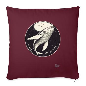 Baleine bleue dans le ciel avec la lune et les étoiles - Housse de coussin décorative 45 x 45 cm - bordeaux - Devant