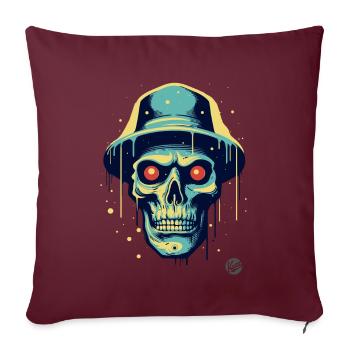 Drôle cool crâne avec chapeau - Housse de coussin décorative 45 x 45 cm - bordeaux - Devant