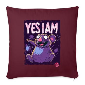 Oui, je le suis, fou de dessin animé rat souris - Housse de coussin décorative 45 x 45 cm - bordeaux - Devant