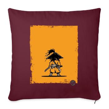 Silhouette de guerrier de style samouraï - Housse de coussin décorative 45 x 45 cm - bordeaux - Devant