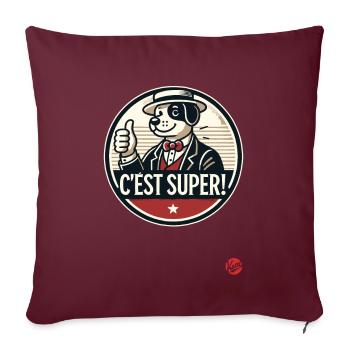 C’est super ! Chien de dessin animé rétro - Housse de coussin décorative 45 x 45 cm - bordeaux - Devant
