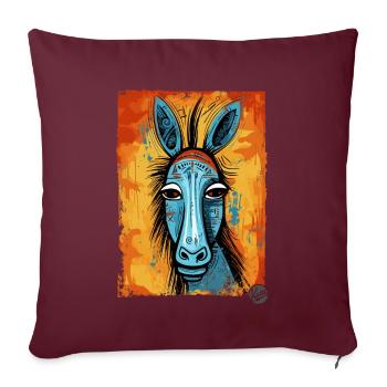 Âne astucieux dans le style cubiste tribal - Housse de coussin décorative 45 x 45 cm - bordeaux - Devant