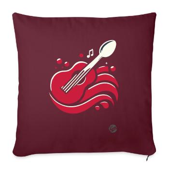 Musik und Essen vereint: Löffel-Gitarre - Sofakissenbezug 45 x 45 cm - Burgunderrot - Vorne