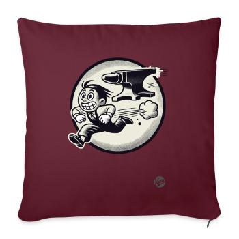 Dessin animé rétro : Fuir les problèmes et l’enclume - Housse de coussin décorative 45 x 45 cm - bordeaux - Devant