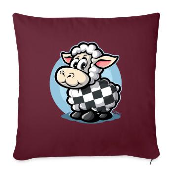 Motif à carreaux avec de mignons moutons de dessin animé - Housse de coussin décorative 45 x 45 cm - bordeaux - Devant