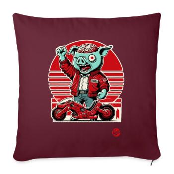 Kaneda Pigira Moto japonaise Cyborg Pig - Housse de coussin décorative 45 x 45 cm - bordeaux - Devant