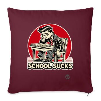 L’écolier s’ennuie - l’école est ennuyeuse - Housse de coussin décorative 45 x 45 cm - bordeaux - Devant