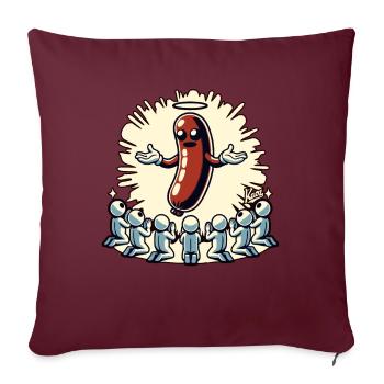 Les disciples de la viande prient la sainte bratwurst - Housse de coussin décorative 45 x 45 cm - bordeaux - Devant