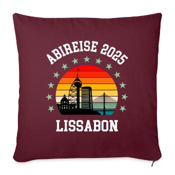 Lissabon 2025 Abireise Klassenfahrt Abi Abifahrt - Sofakissenbezug 45 x 45 cm - Burgunderrot - Vorne