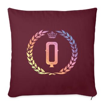 Couronne de lettres Q - Housse de coussin décorative 45 x 45 cm - bordeaux - Devant
