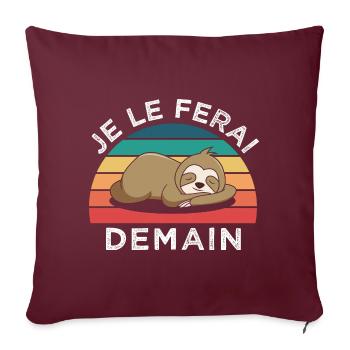 Je le ferai demain humour paresseux cadeau vintage - Housse de coussin décorative 45 x 45 cm - bordeaux - Devant