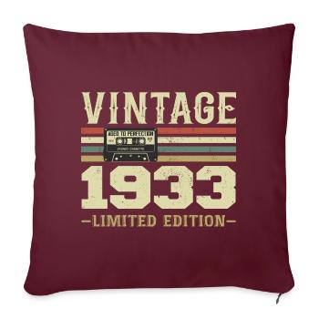 Vintage 1933 Rétro Cadeau D’anniversaire 1933 - Housse de coussin décorative 45 x 45 cm - bordeaux - Devant
