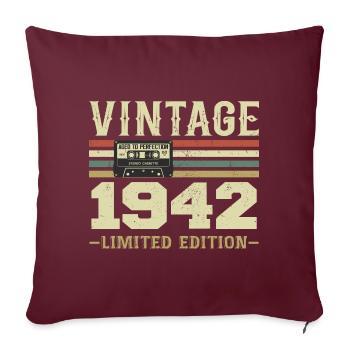Vintage 1942 Rétro Cadeau D’anniversaire 1942 - Housse de coussin décorative 45 x 45 cm - bordeaux - Devant