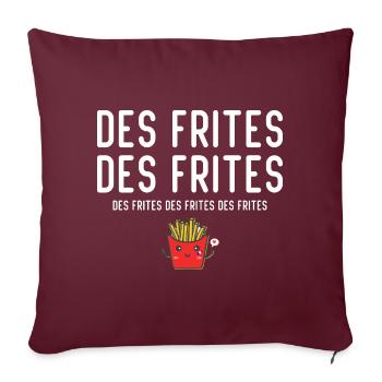Des Frites Des Frites des Drites - Housse de coussin décorative 45 x 45 cm - bordeaux - Devant