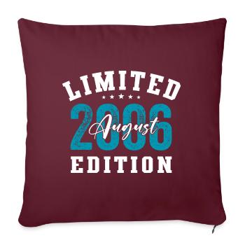18ème anniversaire Original Août 2006 Millésime 2006 - Housse de coussin décorative 45 x 45 cm - bordeaux - Devant
