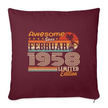 Geburtstag Vintage Geschenkidee Februar 1958 - Sofakissenbezug 45 x 45 cm - Burgunderrot - Vorne