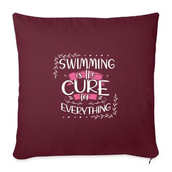 Cadeau nageur La natation est le remède pour tout - Housse de coussin décorative 45 x 45 cm - bordeaux - Devant