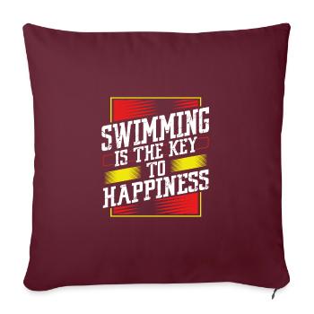 Cadeau nageur La natation est la clé du bonheur Plaisir - Housse de coussin décorative 45 x 45 cm - bordeaux - Devant