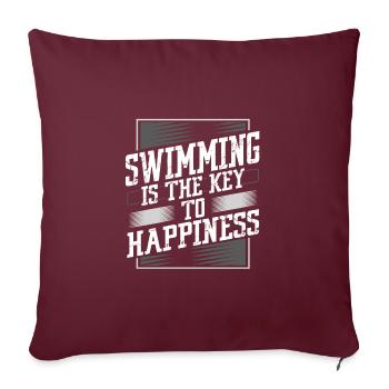 Cadeau nageur La natation est la clé du bonheur Plaisir - Housse de coussin décorative 45 x 45 cm - bordeaux - Devant