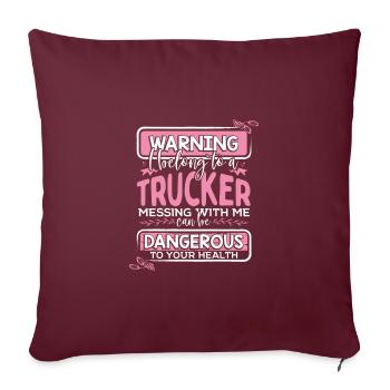 Truckers Frau Geschenkwarnung gehören einem Trucker - Sofakissenbezug 45 x 45 cm - Burgunderrot - Vorne