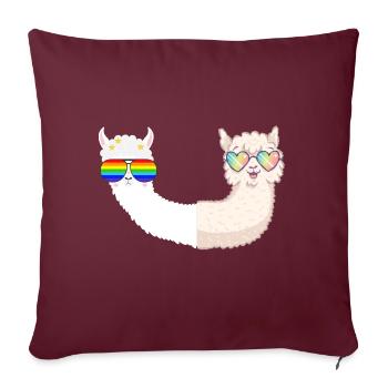 coole Lamas mit Sonnebrillen - Sofakissenbezug 45 x 45 cm - Burgunderrot - Vorne