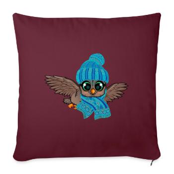 Hibou des Glaces Engelures Automne Hiver - Housse de coussin décorative 45 x 45 cm - bordeaux - Devant