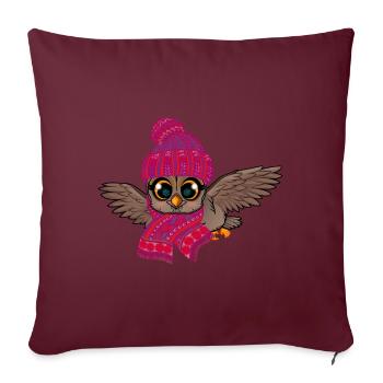 Hibou des Glaces Engelures Automne Hiver - Housse de coussin décorative 45 x 45 cm - bordeaux - Devant