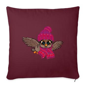 Hibou des Glaces Engelures Automne Hiver - Housse de coussin décorative 45 x 45 cm - bordeaux - Devant