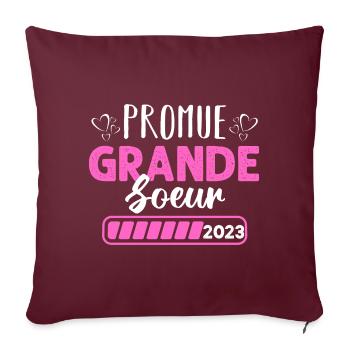 Promue grande soeur en 2023 annonce naissance - Housse de coussin décorative 45 x 45 cm - bordeaux - Devant