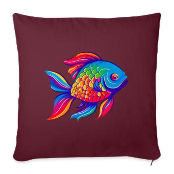 Poisson rouge arc-en-ciel - Housse de coussin décorative 45 x 45 cm - bordeaux - Devant