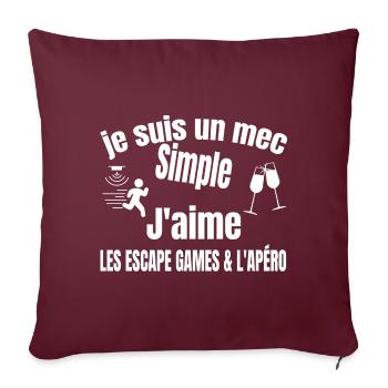 escapes game et apéro - Housse de coussin décorative 45 x 45 cm - bordeaux - Devant