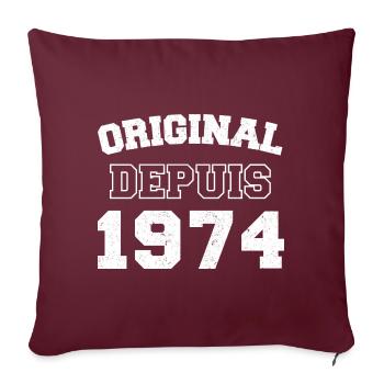 Original depuis 1974 cadeau anniversaire vintage - Housse de coussin décorative 45 x 45 cm - bordeaux - Devant