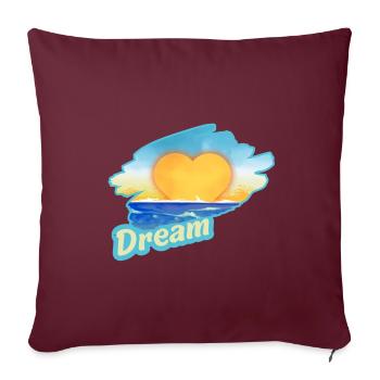 Coucher de soleil au bord de la mer en forme de cœur - Housse de coussin décorative 45 x 45 cm - bordeaux - Devant