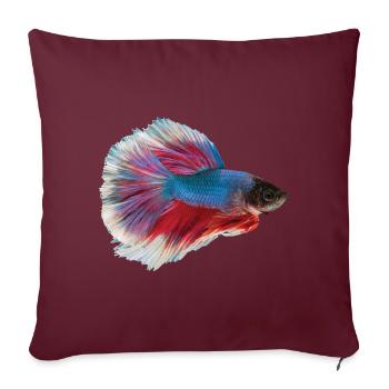 Masque facial d'aquarium de combat de poissons - Housse de coussin décorative 45 x 45 cm - bordeaux - Devant