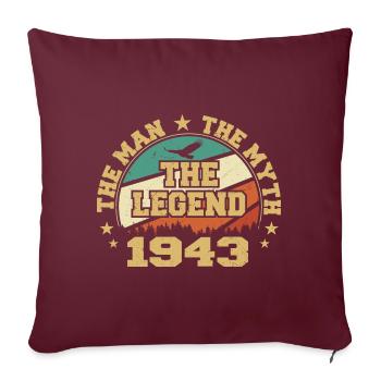 1943 Anniversaire Né En 1943 Rétro Vintage - Housse de coussin décorative 45 x 45 cm - bordeaux - Devant