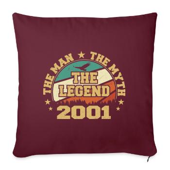 2001 Anniversaire Né En 2001 Rétro Millésime - Housse de coussin décorative 45 x 45 cm - bordeaux - Devant
