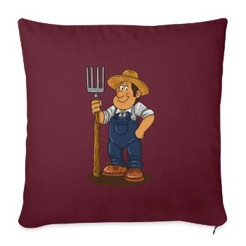 Cadeau de dessin animé de fourche de fermier - Housse de coussin décorative 45 x 45 cm - bordeaux - Devant