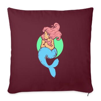 Sirène sirène sirène conte de fées - Housse de coussin décorative 45 x 45 cm - bordeaux - Devant
