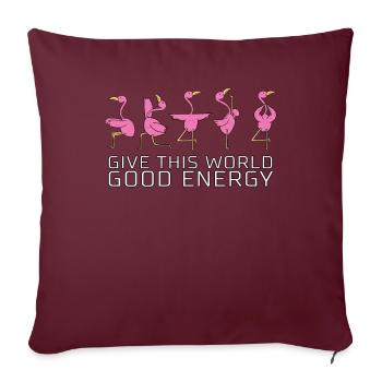Flamingo disant yoga cadeau drôle drôle - Housse de coussin décorative 45 x 45 cm - bordeaux - Devant