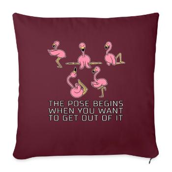 Flamingo disant yoga cadeau drôle drôle - Housse de coussin décorative 45 x 45 cm - bordeaux - Devant