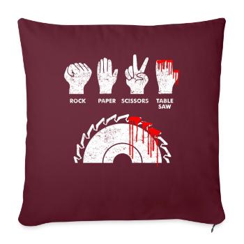 Ciseaux à papier pierre scie circulaire cadeau drôle - Housse de coussin décorative 45 x 45 cm - bordeaux - Devant