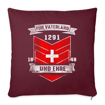 1291 Schweiz Flagge Vaterland Ehre Stolz Geschenk - Sofakissenbezug 45 x 45 cm - Burgunderrot - Vorne