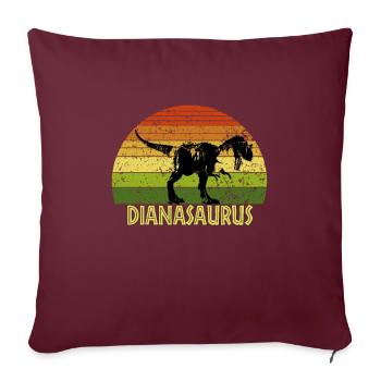 Dianasaurus Diana saurus dinosaure - Housse de coussin décorative 45 x 45 cm - bordeaux - Devant
