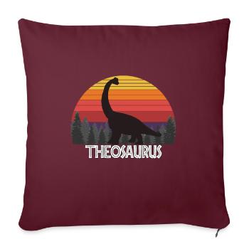 Theosaurus Theo saurus nom de dinosaure cadeau d’anniversaire - Housse de coussin décorative 45 x 45 cm - bordeaux - Devant
