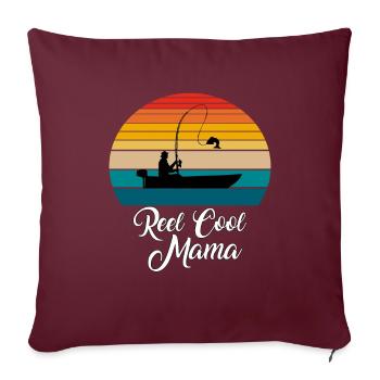 Reel Cool Mama Cadeaux de pêche - Housse de coussin décorative 45 x 45 cm - bordeaux - Devant