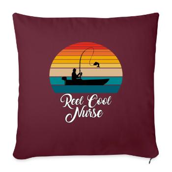 Reel Cool Nurse Cadeaux de pêche - Housse de coussin décorative 45 x 45 cm - bordeaux - Devant