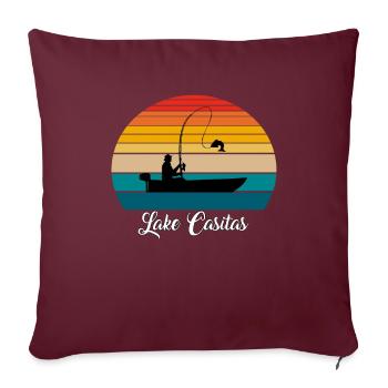 Lieu de pêche du lac Casitas - Housse de coussin décorative 45 x 45 cm - bordeaux - Devant