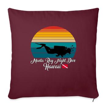 Manta Ray Night Dive Hawaii Plongée - Housse de coussin décorative 45 x 45 cm - bordeaux - Devant
